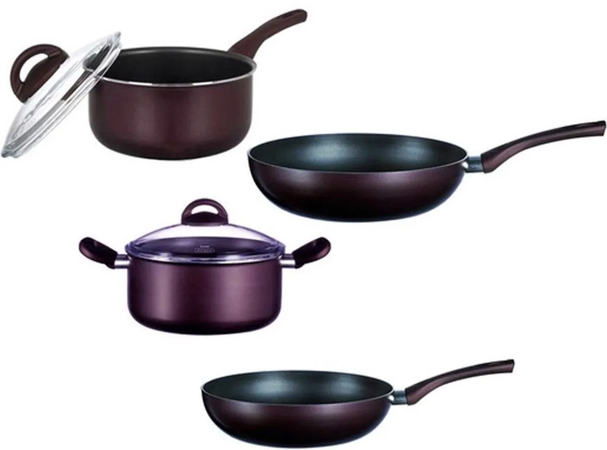 Origin Minerals Hoogwaardig Aluminium Pannenset - 6 Delig van Pyrex in Donker – productfoto