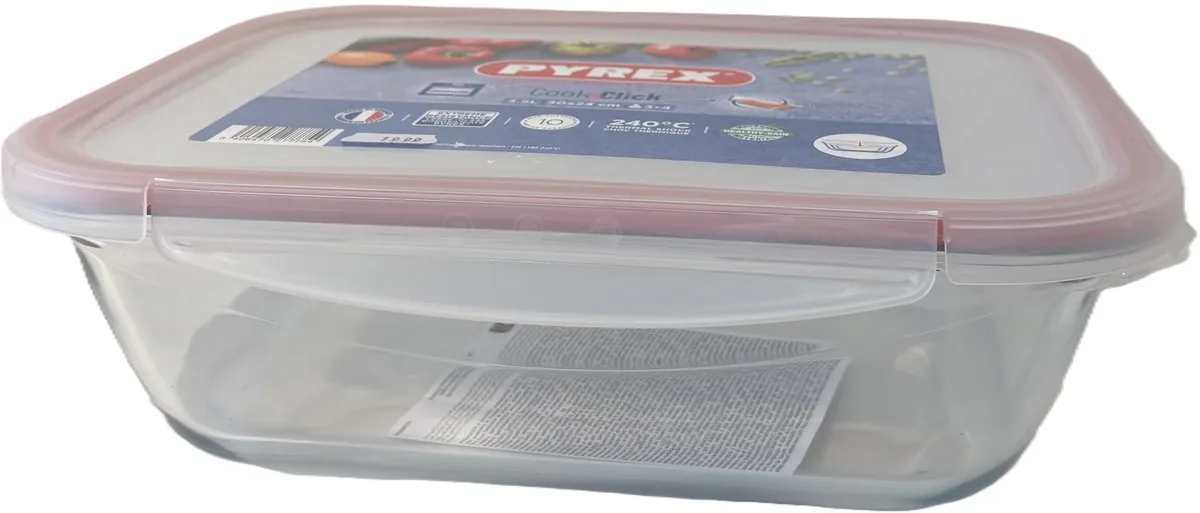 Ovenschaal met deksel - Rechthoekig, Glas - 3,5L - 30x23 cm - Cook en Click de Pyrex en Transparent – photo produit