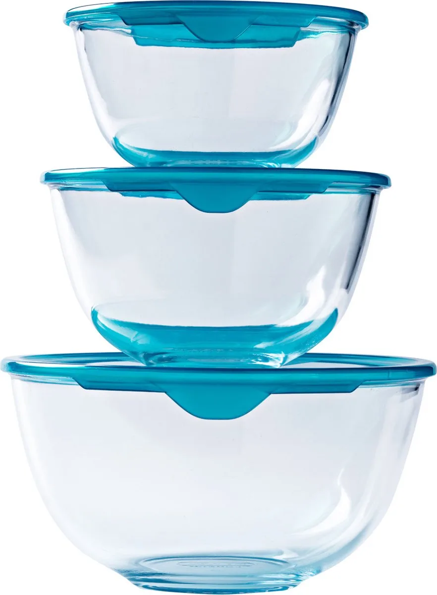Prep & Store Mengkom met Deksel 3-Delig - Borosilicaatglas von Pyrex in Transparent – Produktfoto