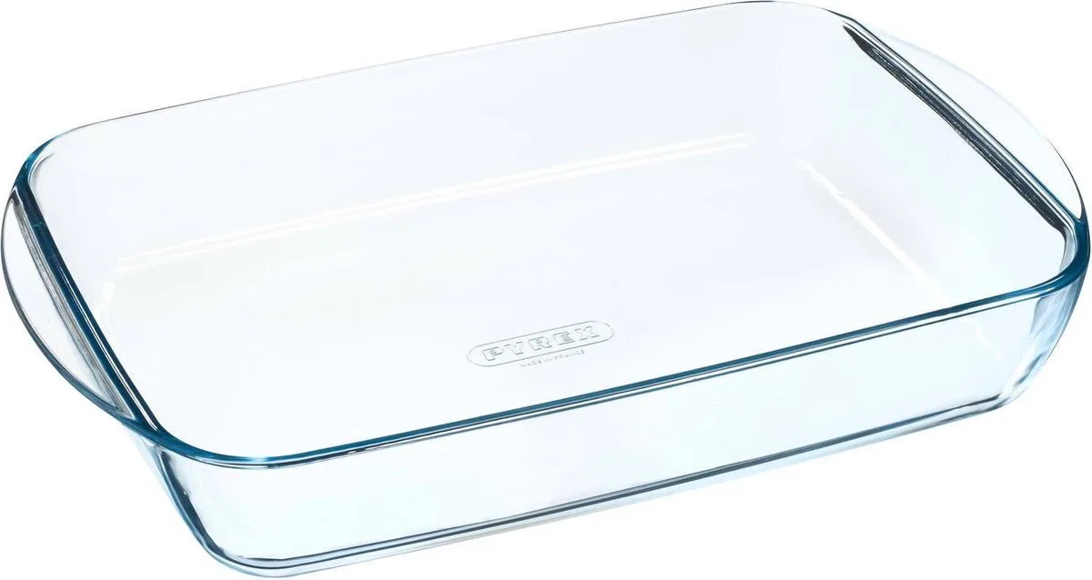 Rechthoekige glazen ovenschaal 2,6 liter - 35 x 23 x 5 cm - Ovenschotel schalen - Bakvorm van Pyrex in Transparant – productfoto