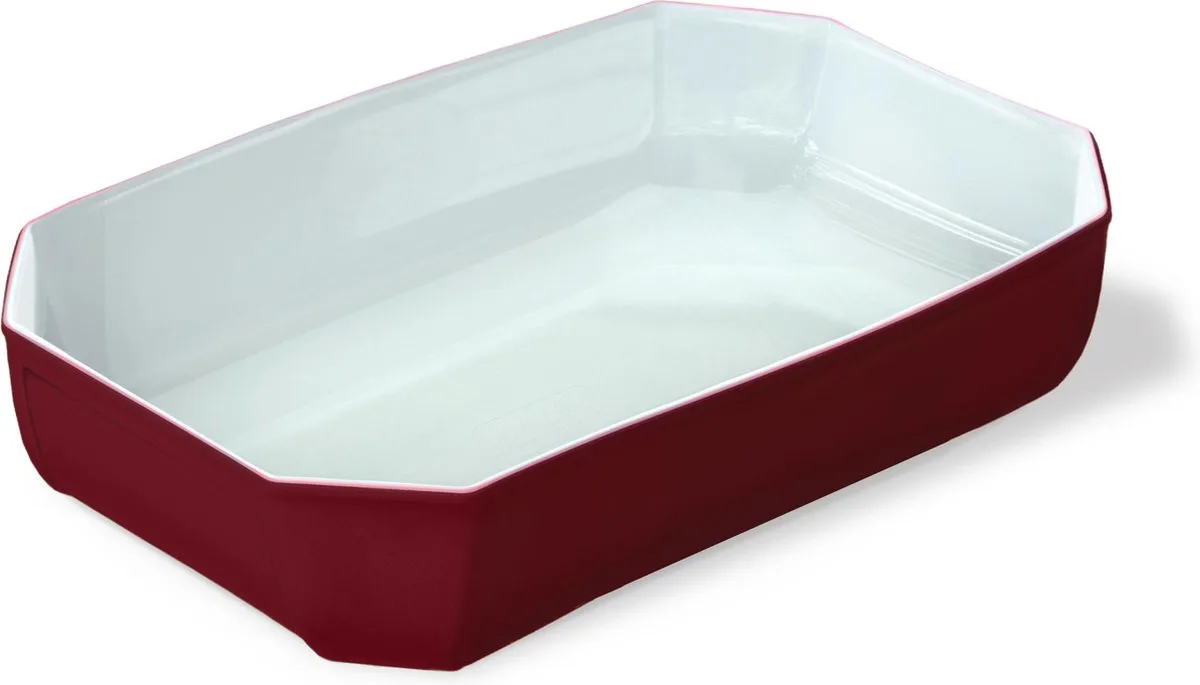 Rechthoekige Ovenschaal 3,2l - Borosilicaatglas - Glazuur Buitenzijde - 33x22xH7cm de Pyrex en Rouge – photo produit