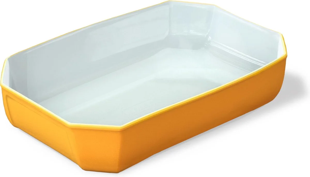Rechthoekige Ovenschaal 3,2l - Borosilicaatglas - Glazuur Buitenzijde - 33x22xH7cm van Pyrex in Geel – productfoto