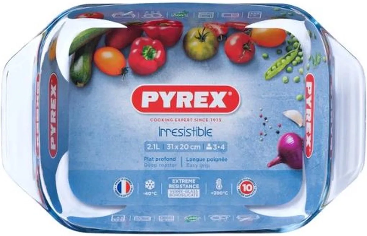 Rechthoekige Ovenschaal met grepen - Borosilicaatglas - 30 x 20 cm van Pyrex in Transparant – productfoto