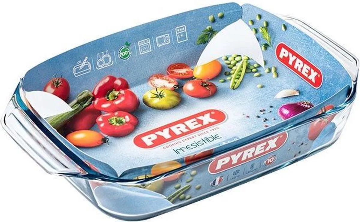 Rechthoekige Ovenschaal met grepen - Borosilicaatlas - 39 x 25 cm von Pyrex in Transparent – Produktfoto