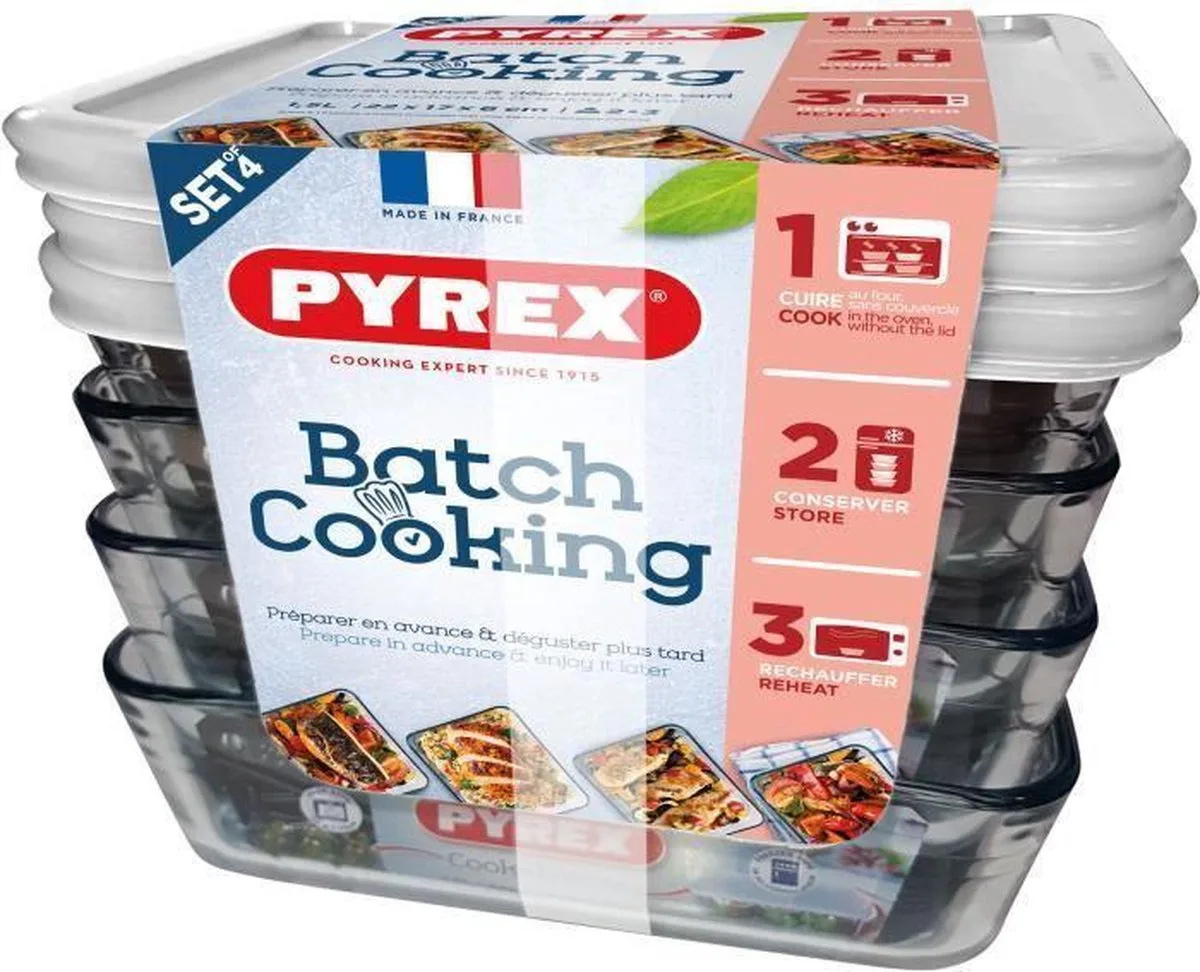 Set Lunchboxen Pyrex Cook & Freeze Kristal (4 x 1,5 L) van Pyrex in Transparant – productfoto