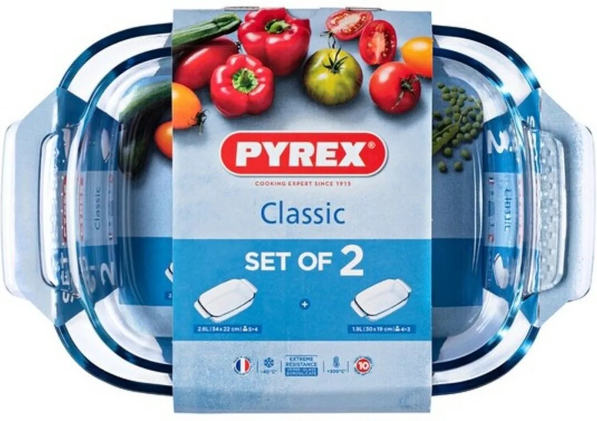 Set met ovenschalen Pyrex Classic Transparant Borosilicaatglas (2 pcs) från Pyrex – produktbild