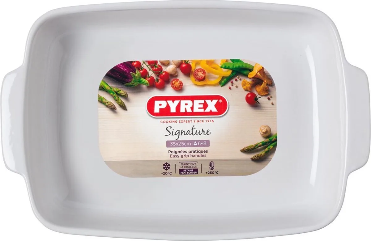 Signature Ovenschaal Rechthoek - Keramiek - 35x25 cm fra Pyrex i Hvid – produktbillede