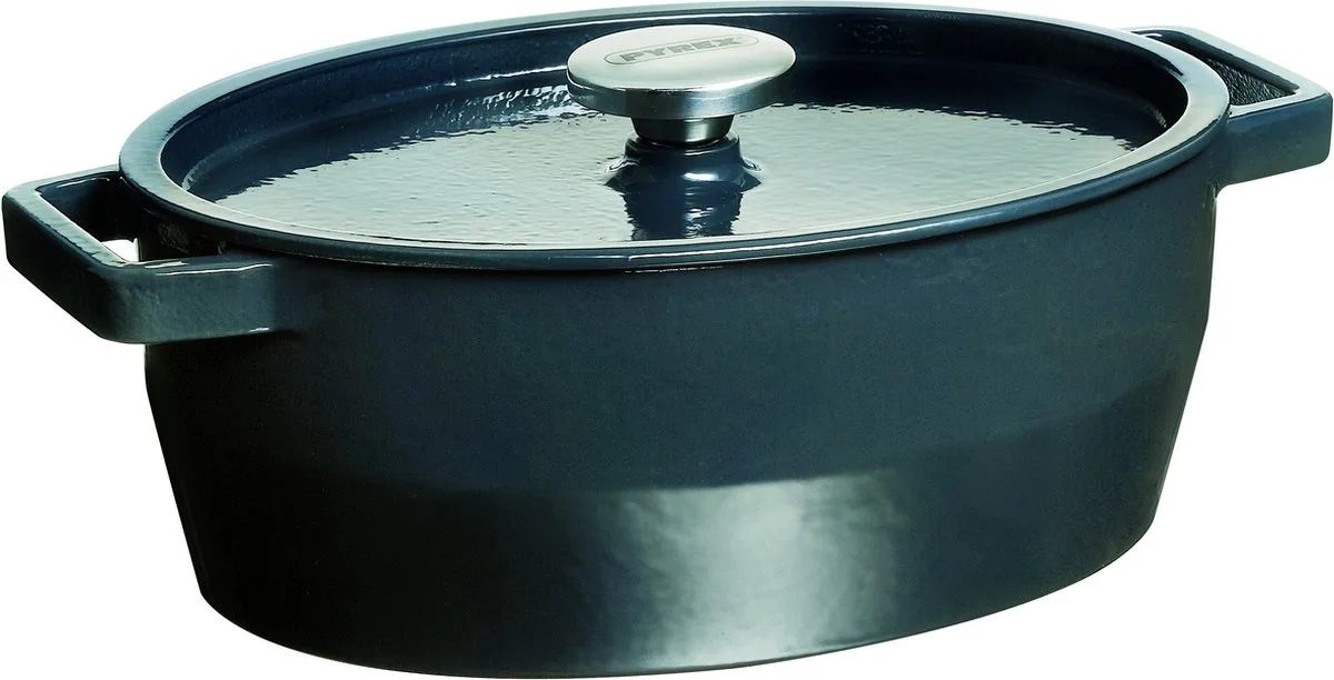 Slowcook Braadpan Ovaal - Gietijzer - 5,8 liter - Grijs van Pyrex in Zwart – productfoto