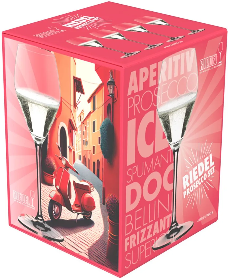 Prosecco-set, set van 4, champagneglazen, mousserend wijnglas, kristalglas, 322 ml, 5515/85 van Riedel in Transparant – productfoto