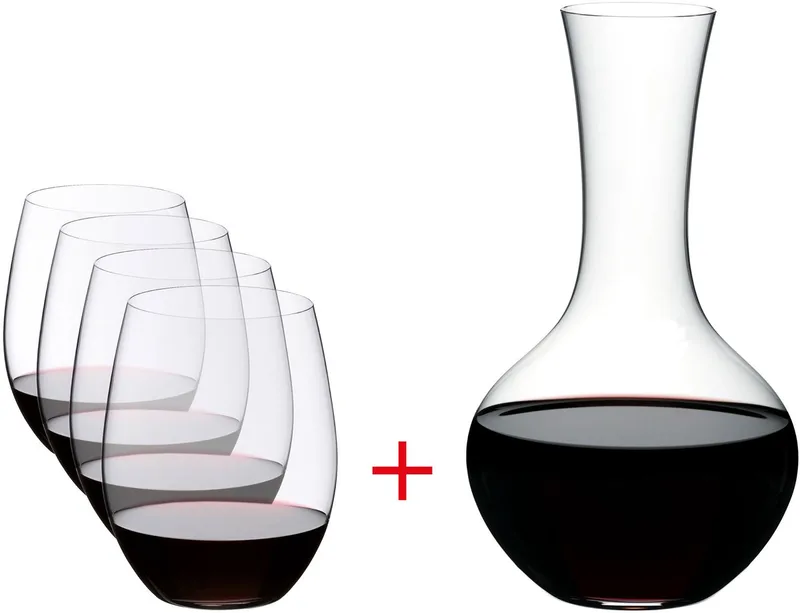 Rode Wijnglazenset O Wine - 4 stuks met Decanteerkaraf Syrah von Riedel in Transparent – Produktfoto