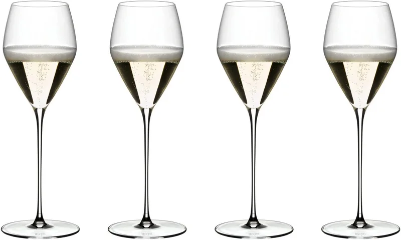Wijnglazenset Veloce Champagne - Set van 4 champagneglazen - Druif ras specifieke flutes - Kras- en breukbestendig - Vaatwasserbestendig - Kristalglas - 570 ml - Glaswerk - Wijnglazen Set de Riedel en Transparent – photo produit 1 sur 5