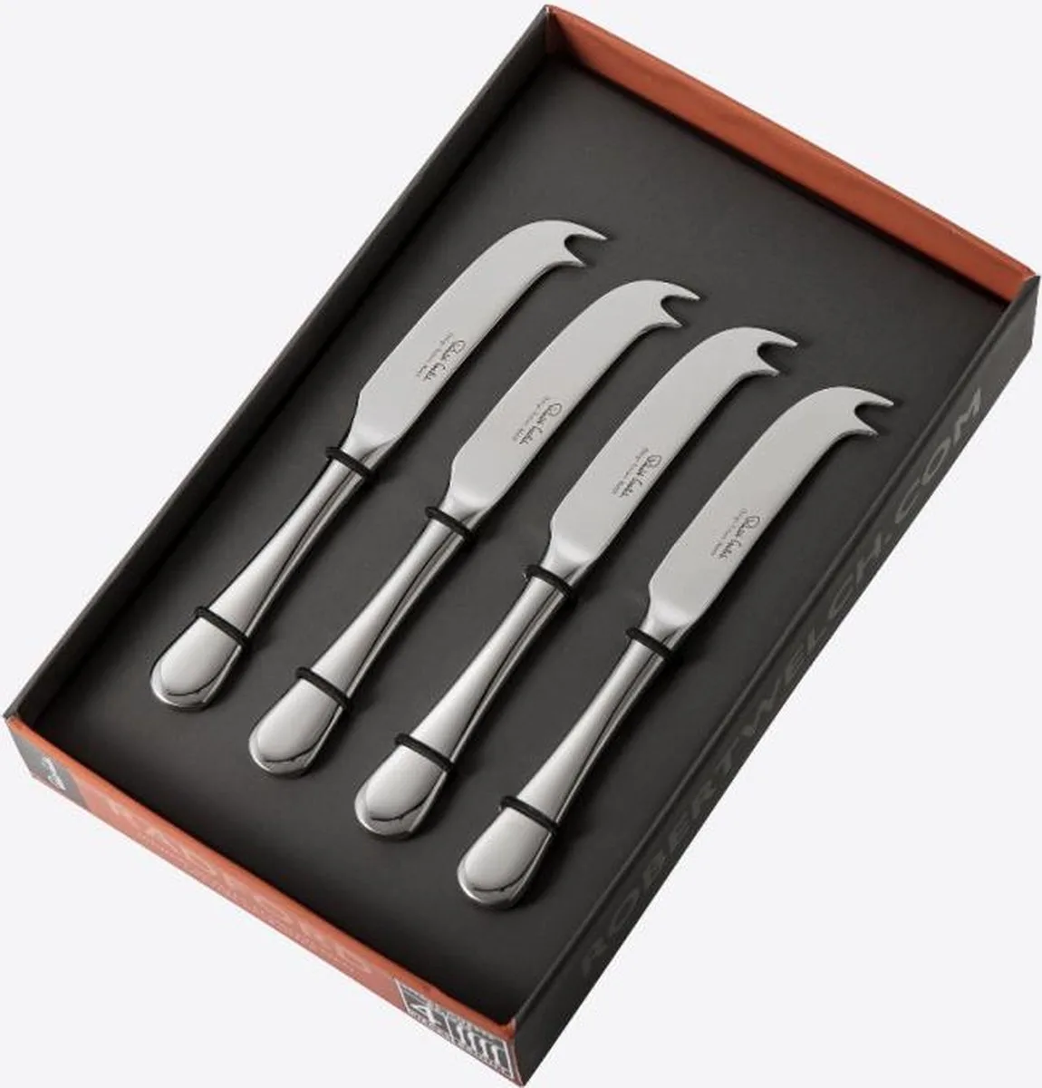 Radford set van 4 kleine kaasmessen uit rvs 14.8cm von Robert Welch in Zilvergrijs – Produktfoto