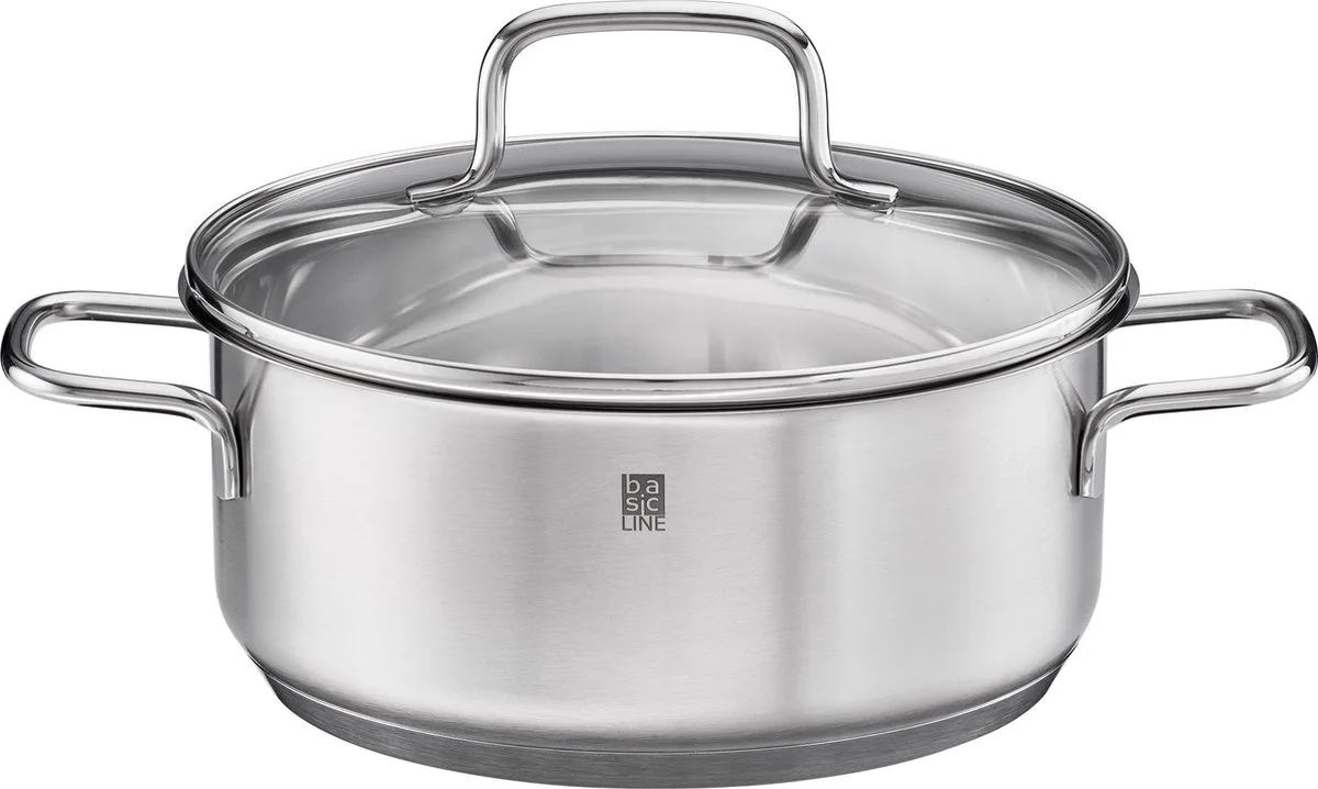 Basic Line - Basic Line Kookpan Laag Ø 20 cm - Roestvast Staal de Rösle en Argent – photo produit