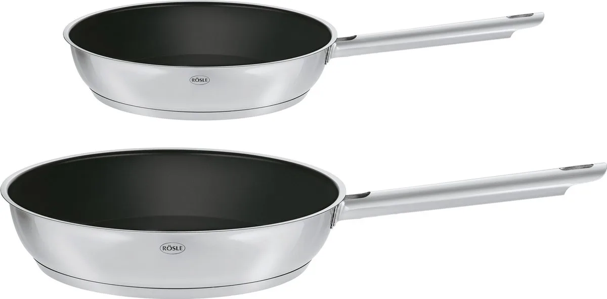 Elegance Koekenpannenset - 20 en 28 cm van Rösle in Zilver – productfoto