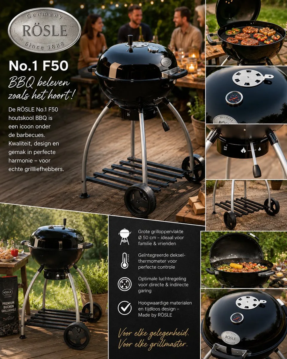 Houtskoolbarbecue No.1 - Sport - F50 van Rösle in Zwart – productfoto