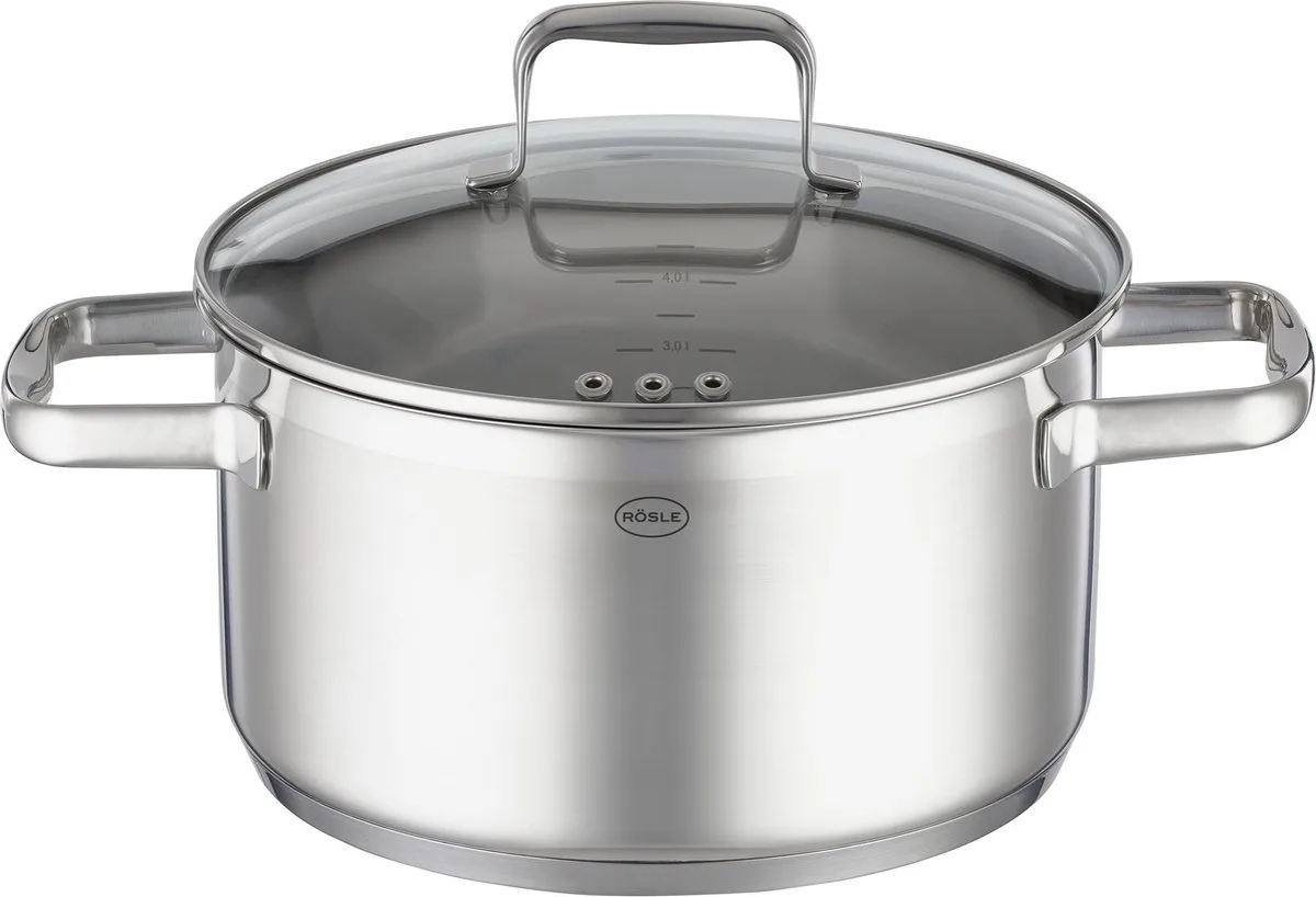 Kookpan, 24 cm, Hoog van Rösle in Zilver – productfoto