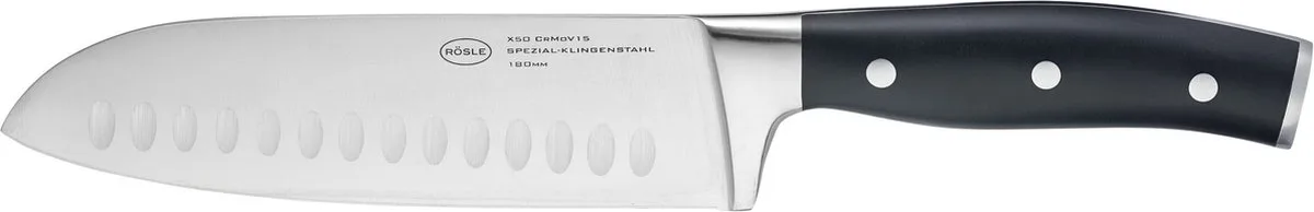 Santokumes, 17.5 cm, Geklonken, Kunststof van Rösle in Zwart – productfoto