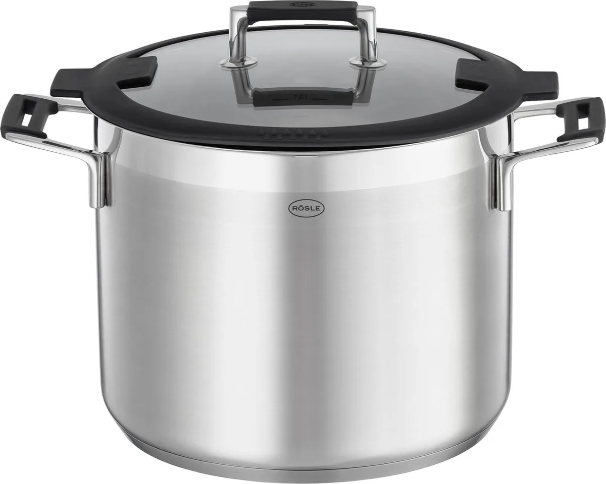 Silence Pro Kookpan - 24 cm - met glazen deksel van Rösle in Zilver – productfoto