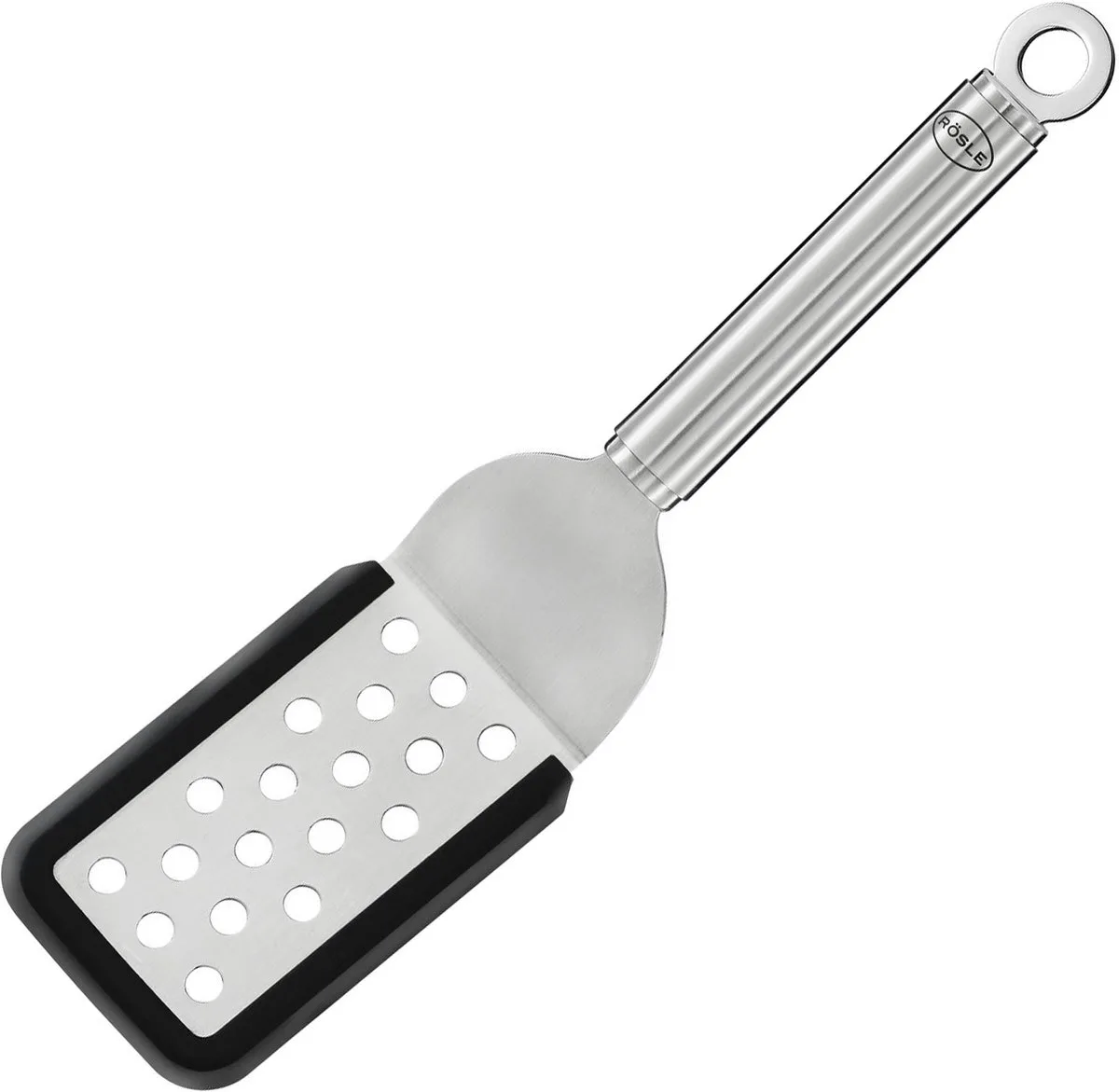 Spatel, Schuin, 26 cm, Geperforeerd, Siliconen, RVS von Rösle in Silber – Produktfoto