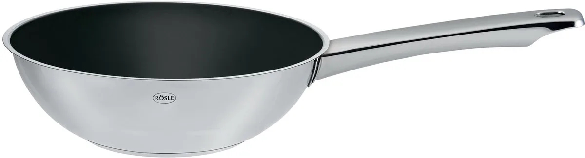 Wokpan, 28 cm, RVS, ProPlex Non-Stick van Rösle in Zilver – productfoto