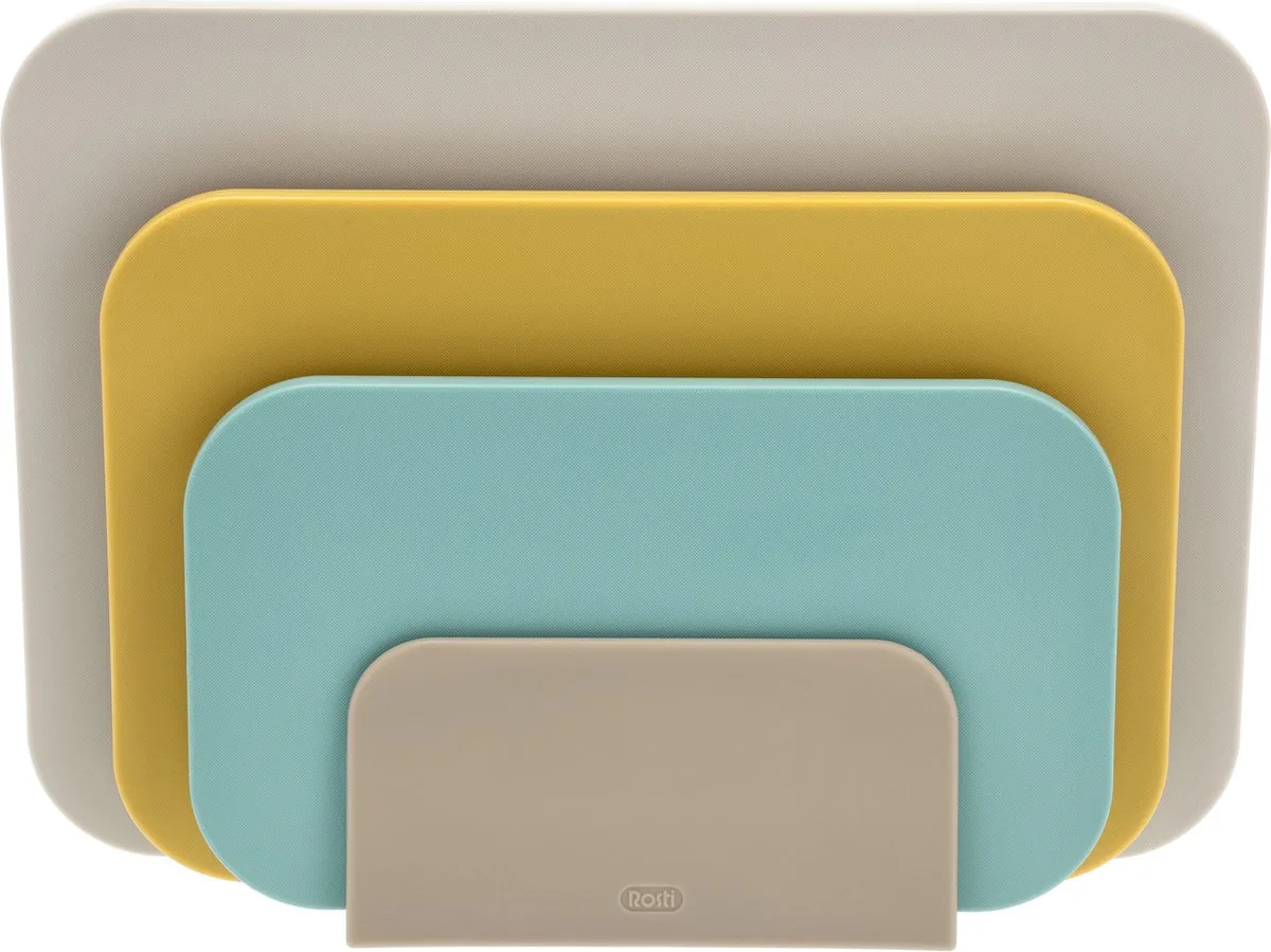 Choptima Snijplankenset 35,5 x 7 x 26,5 cm - kunststof - 4 snijplanken - vaatwasserbestendig - met houder - keuken by Rosti in Beach – product photo