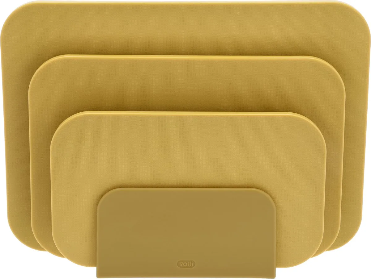 Choptima Snijplankenset 35,5 x 7 x 26,5 cm - kunststof - 4 snijplanken - vaatwasserbestendig - met houder - keuken de Rosti en Curry – photo produit