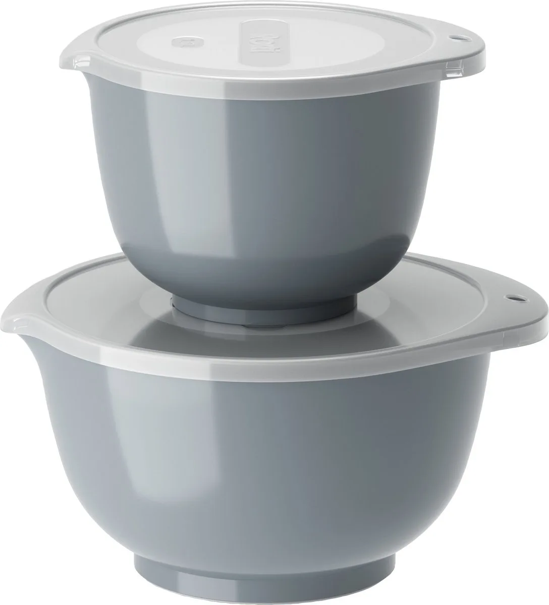 Margrethe Beslagkom Set - 4 delig - 1,5 en 3 L - (blauw) - Mengkom met Deksel voor Bakken en Koken - Magnetron-, Vriezer- en Vaatwasmachinebestendig van Rosti in Dusty Blue – productfoto