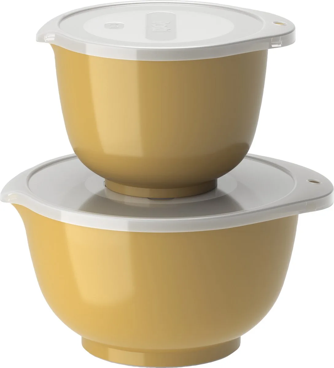 Margrethe Beslagkom Set - 4 delig - 1,5 en 3 L - (geel) - Mengkom met Deksel voor Bakken en Koken - Magnetron-, Vriezer- en Vaatwasmachinebestendig van Rosti in Curry – productfoto