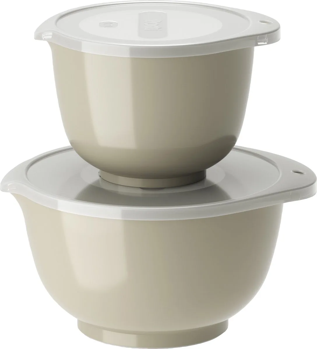 Margrethe Beslagkom Set - 4 delig - 1,5 en 3 L - Mengkom met Deksel voor Bakken en Koken - Magnetron-, Vriezer- en Vaatwasmachinebestendig van Rosti in Humus – productfoto