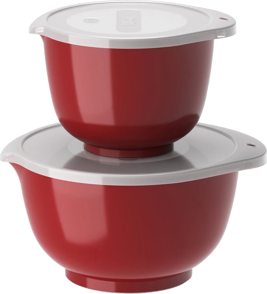Margrethe Beslagkom Set - 4 delig - 1,5 en 3 L - Rood - Mengkom met Deksel voor Bakken en Koken - Magnetron-, Vriezer- en Vaatwasmachinebestendig van Rosti in Rood – productfoto