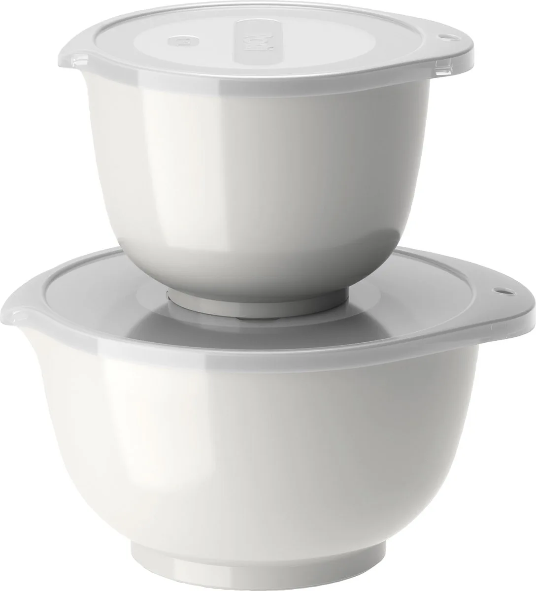 Margrethe Beslagkom Set - 4 delig - 1,5 en 3 L - Wit - Mengkom met Deksel voor Bakken en Koken - Magnetron-, Vriezer- en Vaatwasmachinebestendig van Rosti in Wit – productfoto
