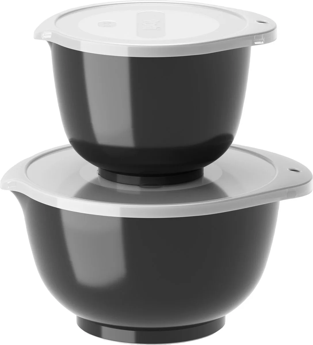 Margrethe Beslagkom Set - 4 delig - 1,5 en 3 L - (zwart) - Mengkom met Deksel voor Bakken en Koken - Magnetron-, Vriezer- en Vaatwasmachinebestendig van Rosti in Carbon black – productfoto