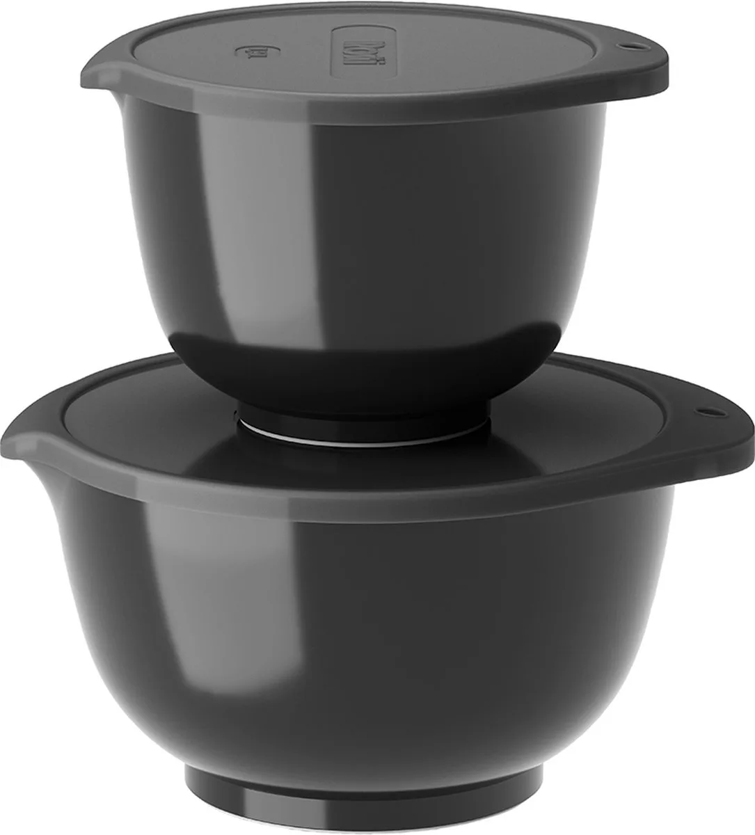 Margrethe Beslagkom Set - 4 delig - 1,5 en 3 L - Zwart - Mengkom met Deksel voor Bakken en Koken - Magnetron-, Vriezer- en Vaatwasmachinebestendig van Rosti in Black edition – productfoto