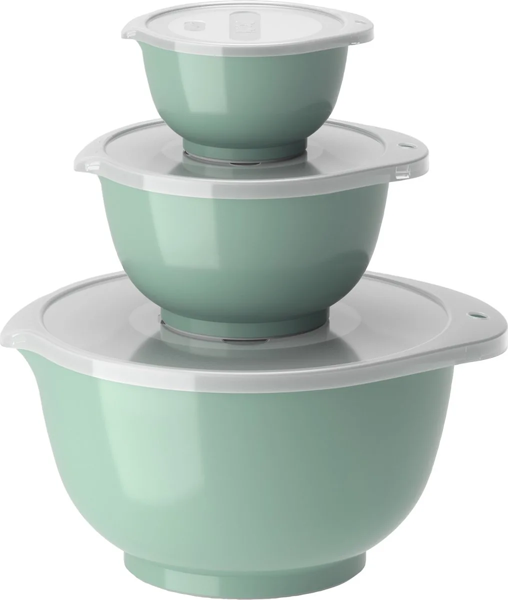 Margrethe Beslagkom Set - 6 delig - 0,25, 0,75 en 3 L - (groen) - Mengkom met Deksel voor Bakken en Koken - Magnetron-, Vriezer- en Vaatwasmachinebestendig de Rosti en Nordic green – photo produit