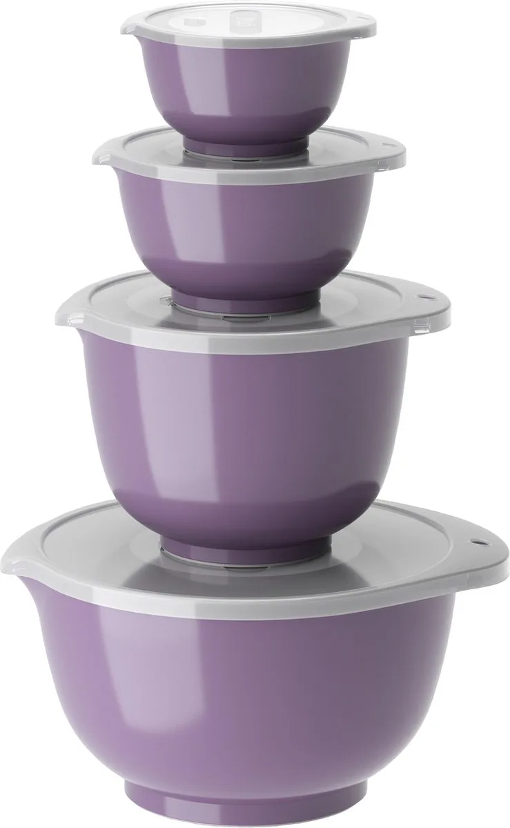 Margrethe Beslagkom Set - 8 delig - 0,25, 0,5, 1,5 en 3 L - Mengkom met Deksel voor Bakken en Koken - Magnetron-, Vriezer- en Vaatwasmachinebestendig de Rosti en Lavender – photo produit
