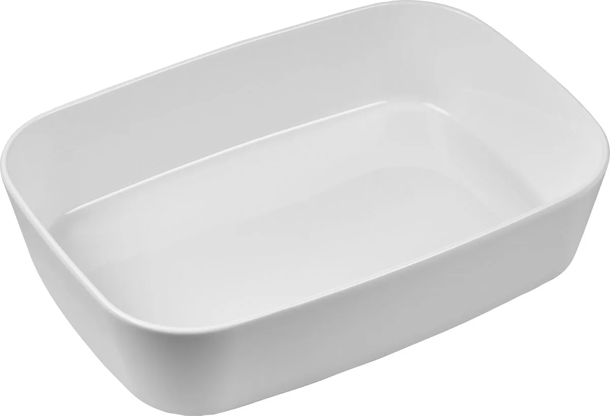 Modula Ovenschaal – Ovenschotel – Versterkt Porselein – Hittebestendig tot 350 Graden – Geschikt voor Oven en Vriezer – Vaatwasmachinebestendig – Scandinavisch Design – Wit – 35 x 25 x 8 cm van Rosti in Wit – productfoto