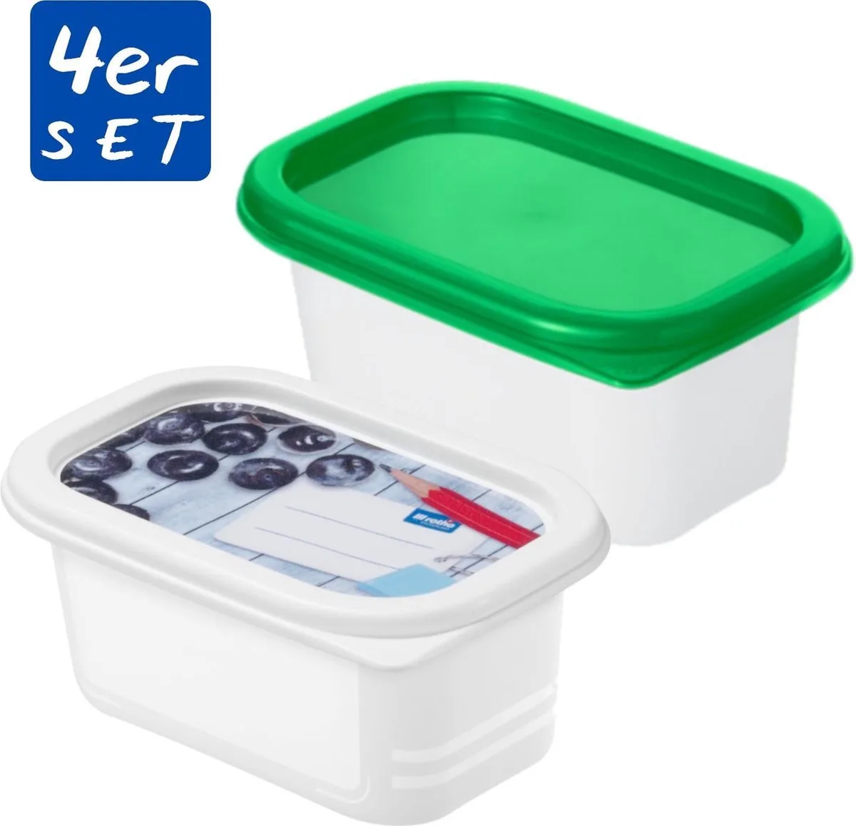 Domino Diepvriesdozen Etiket Decor 4x0.2L de Rotho en Blanc – photo produit