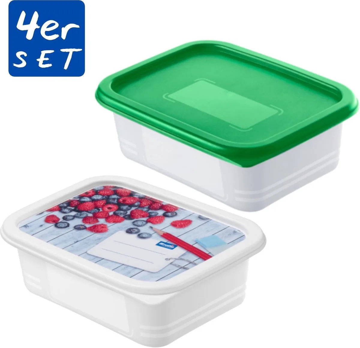 Domino Diepvriesdozen Etiket Decor 4x0.5L by Rotho in White – product photo