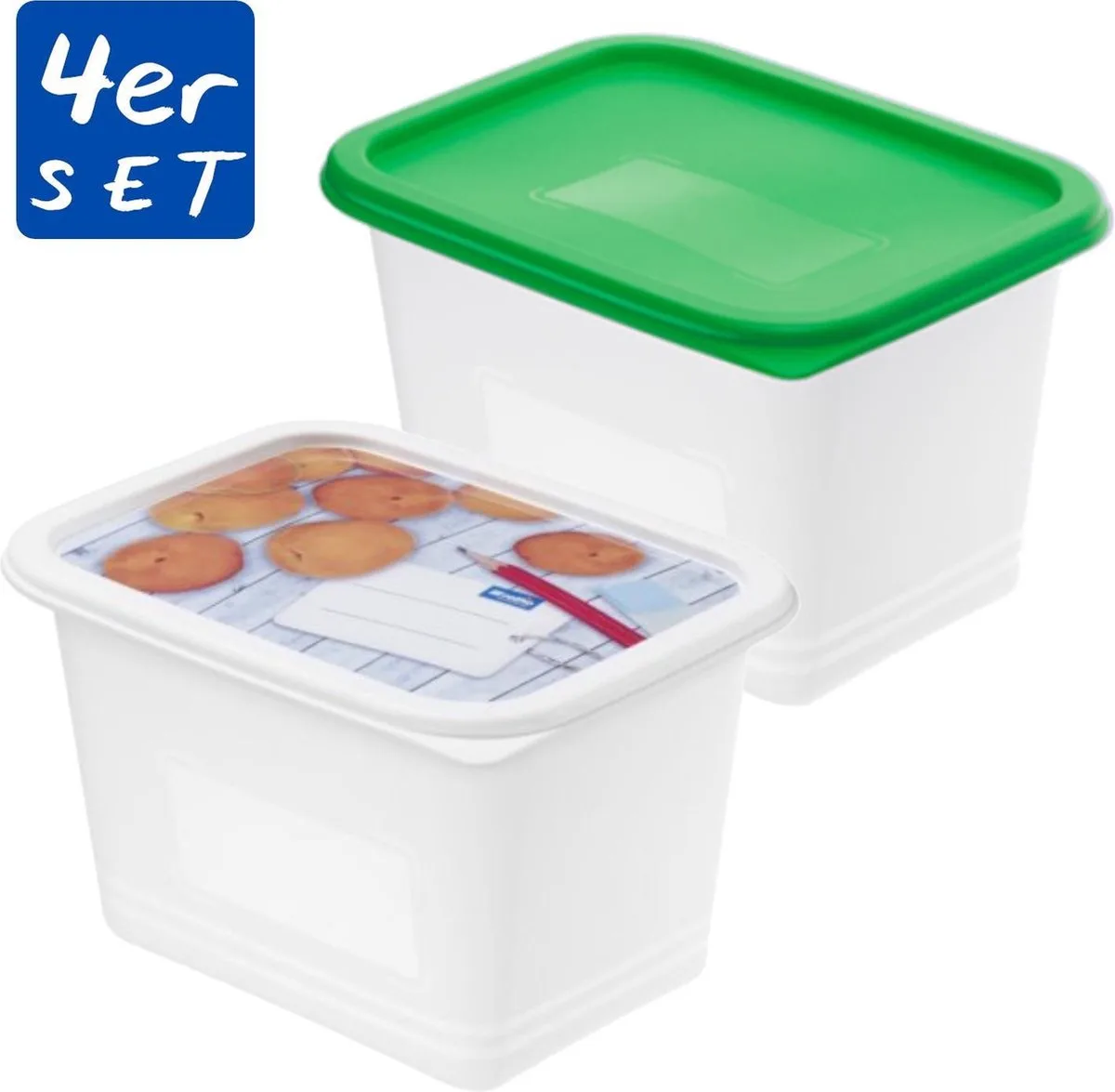 Domino Diepvriesdozen Etiket Decor 4x1L de Rotho en Blanc – photo produit