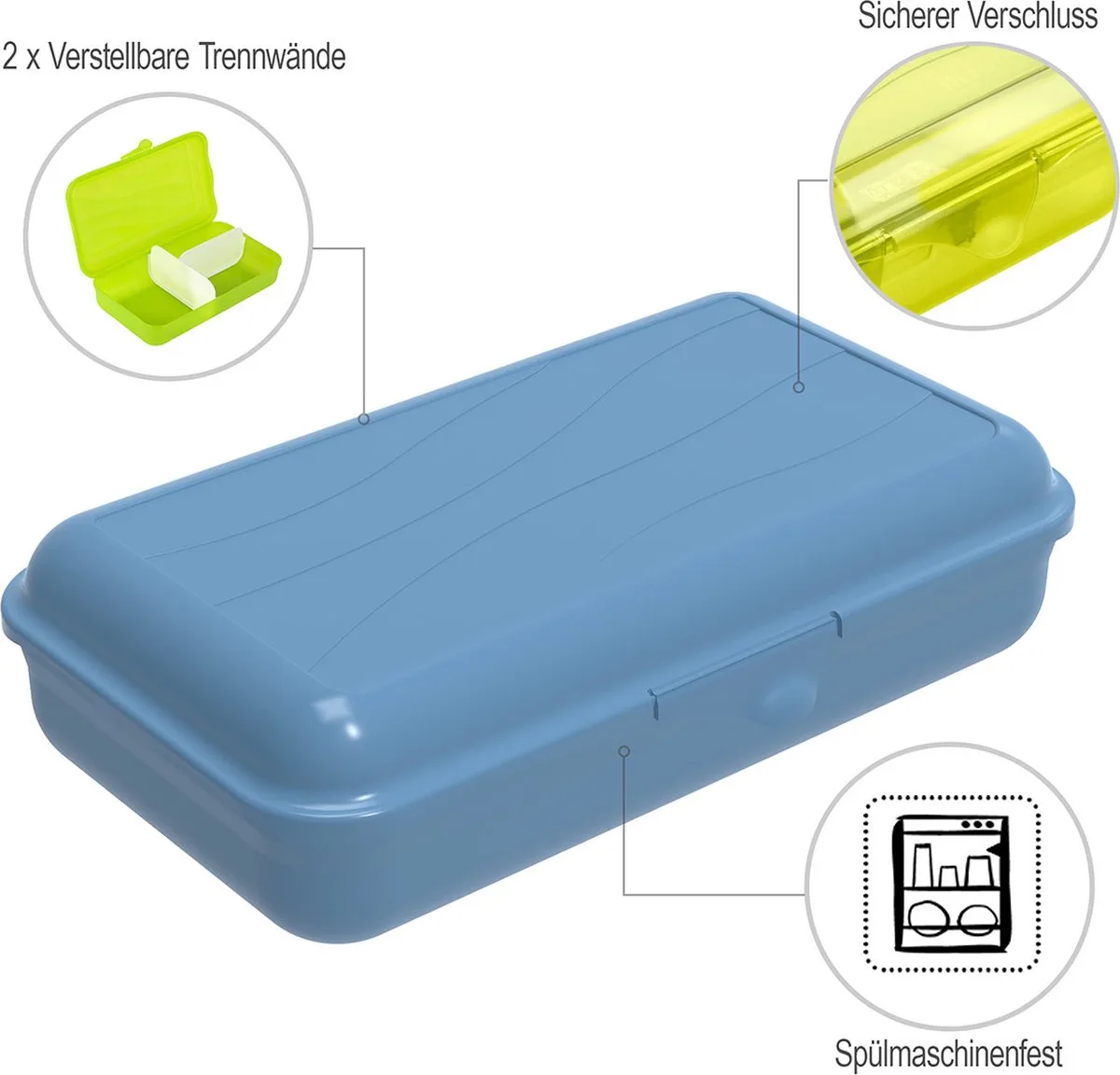Lunchbox Met Verdeelschotjes -l 1.7lt Fun Horizon 1 St van Rotho in Blauw – productfoto