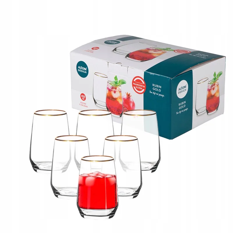 Altom Design Rubin Gold Glazen - 6 stuks, 450 ml by Royal Leerdam in Gold – product photo