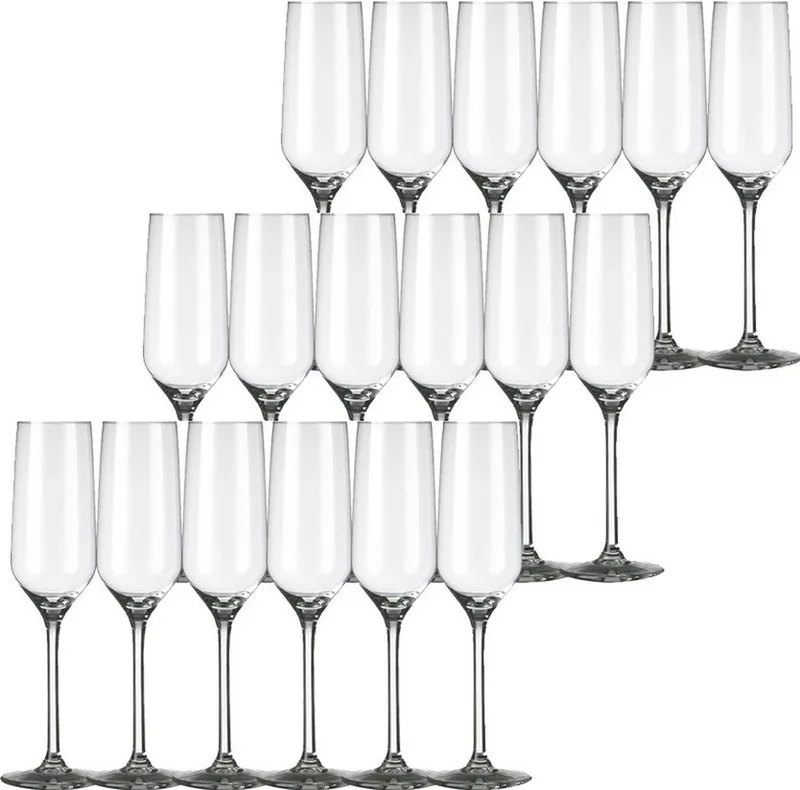 Champagneglazen/flutes Carre - 18x stuks - 220 ml - Champagne drinken - Champagneglazen van glas de Royal Leerdam en Transparent – photo produit