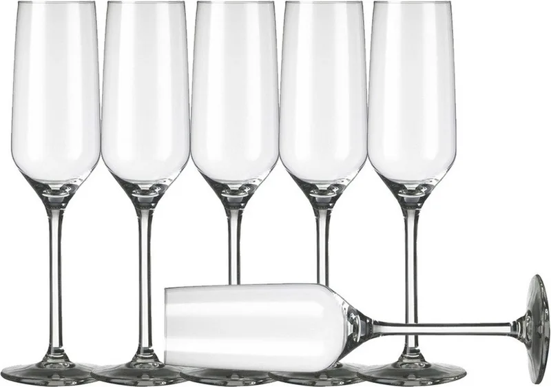 Champagneglazen/flutes Carre - 6x stuks - 220 ml - Champagne drinken - Champagneglazen van glas från Royal Leerdam i Transparent – produktbild