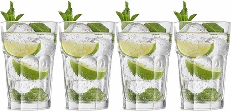 Cocktailglazen/Mojito - 4x stuks - 410 ml - Cocktail drinkglazen - Gin/tonic glazen fra Royal Leerdam i Gennemsigtig – produktbillede