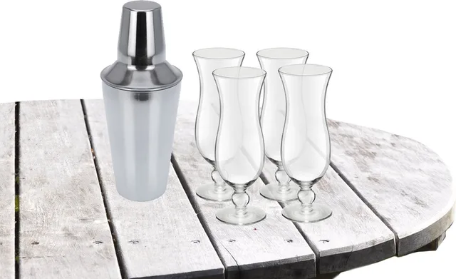 Cocktailshaker 500 ML met 4x Cocktailglazen Hawaii 440 ML