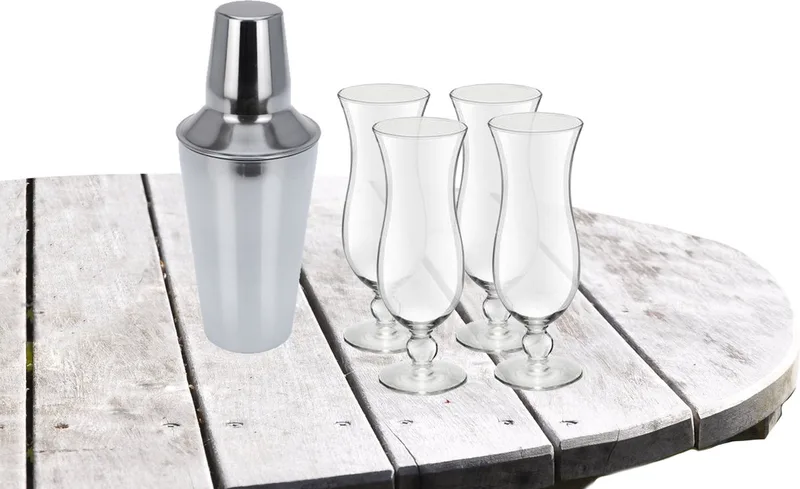 Cocktailshaker 500 ML met 4x Cocktailglazen Hawaii 440 ML by Royal Leerdam in Transparent – product photo
