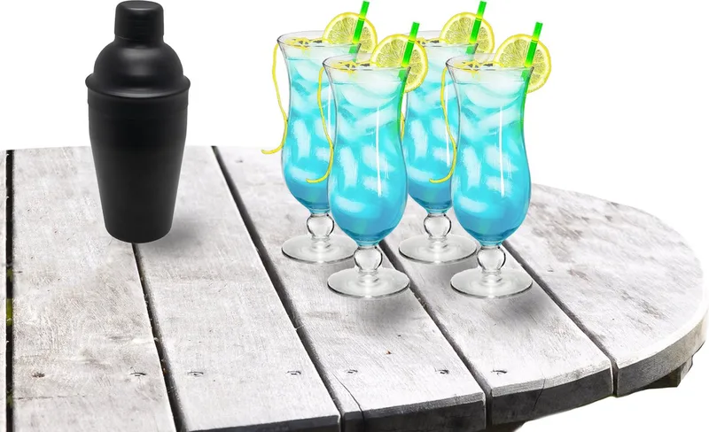 Cocktailshaker 500 ML met 4x Pina Colada cocktailglazen 440 ml de Royal Leerdam en Transparent – photo produit