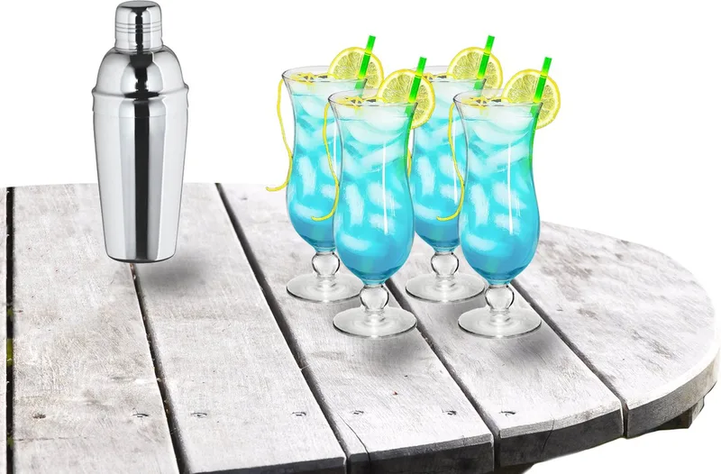 Cocktailshaker 500 ML - met 4x Pina Colada cocktailglazen - 440 ml de Royal Leerdam en Transparent – photo produit