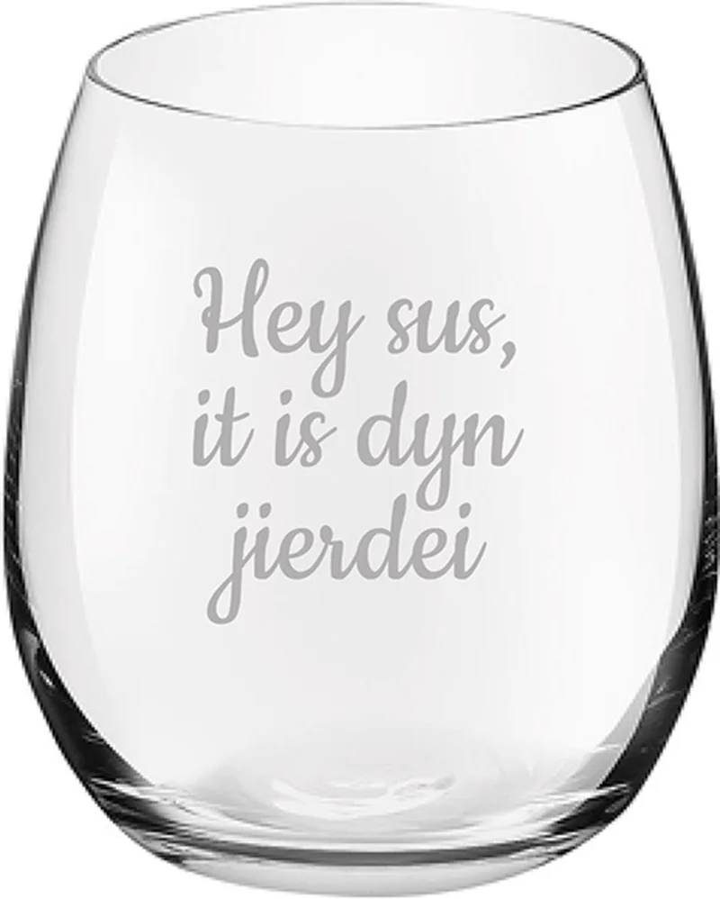 Drinkglas gegraveerd - 39cl by Royal Leerdam in Hey sus it is dyn jierdei – product photo