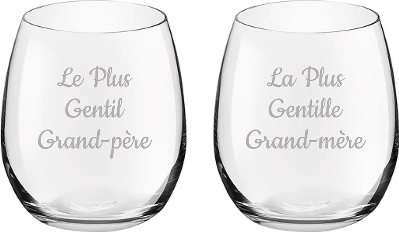 Drinkglas gegraveerd - 39cl - Le Plus Gentil Grand-père & La Plus Gentille Grand-mère by Royal Leerdam in Le Plus Gentil Grand-père & La Plus Gentille Grand-mère – product photo